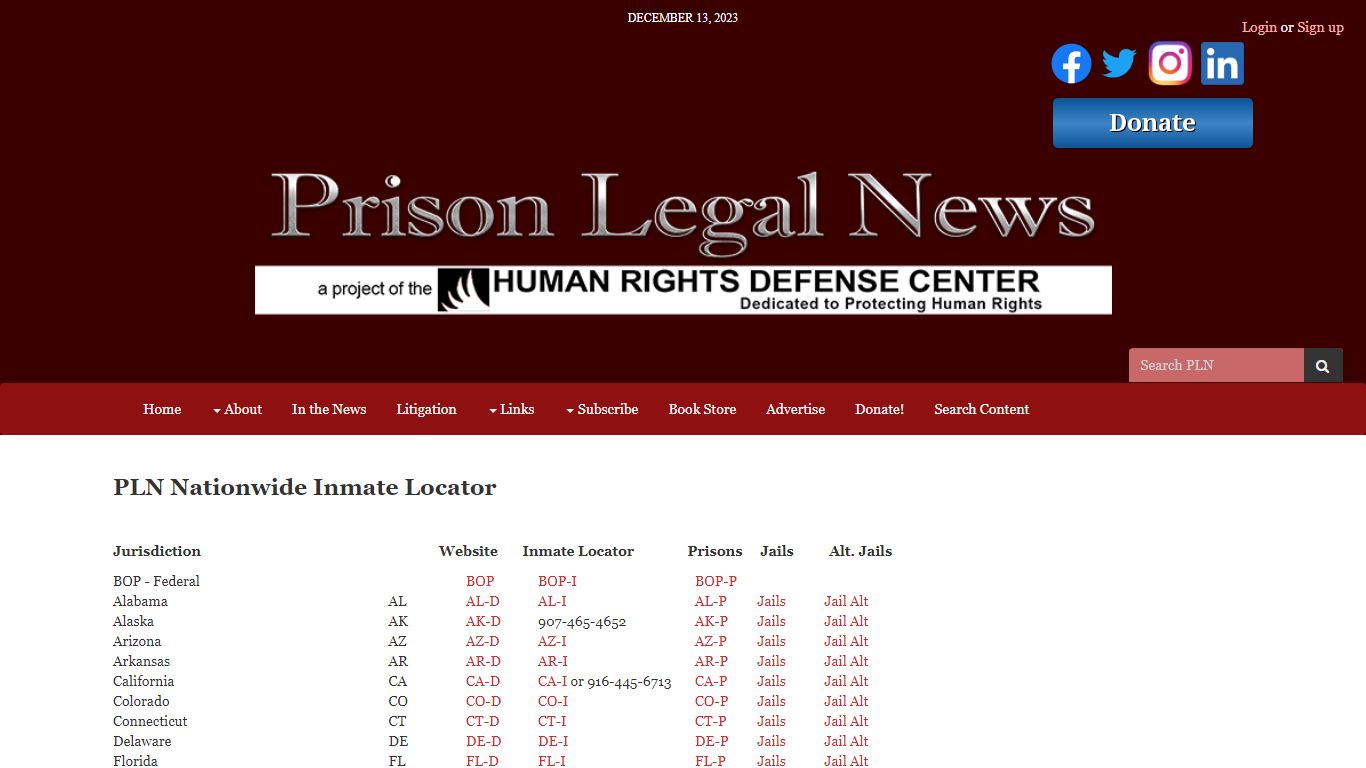 Inmate Locator | Prison Legal News