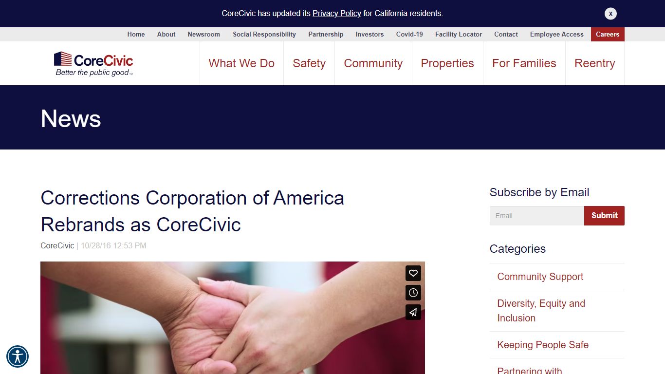 Corrections Corporation of America Rebrands as CoreCivic